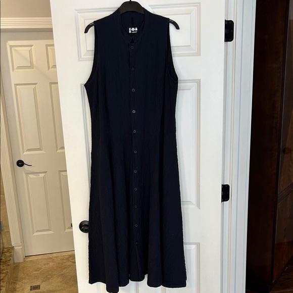 Navy sleeveless maxi a-line dress